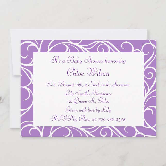 Pretty Purple Swirls Invitation (Front)