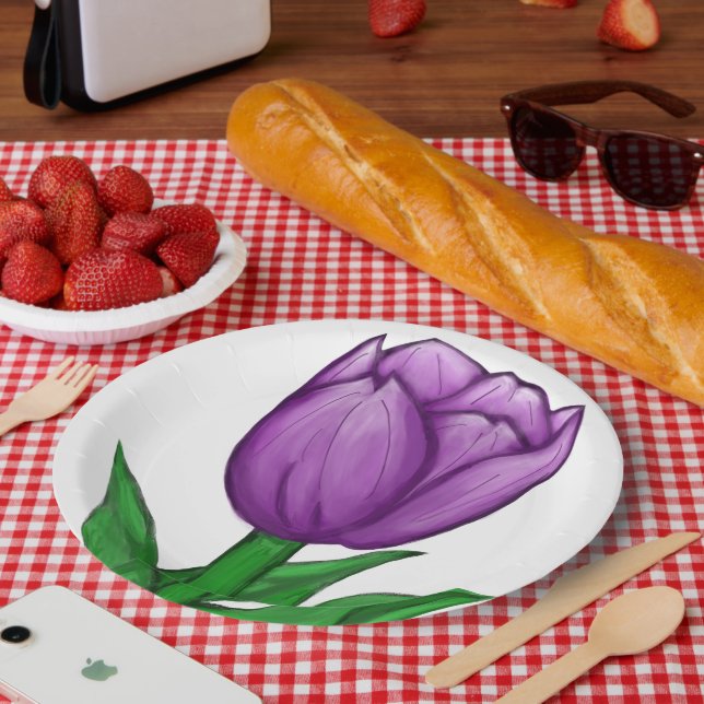 Pretty Purple Tulip Porcelain Plates (Picnic)