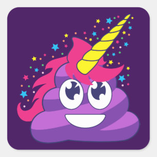 Pretty Purple Unicorn Poop Emoji Square Sticker