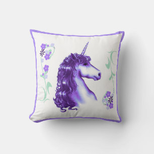 Pretty Purple Unicorn Throw Pillow