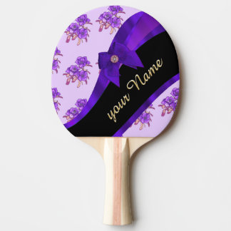 Pretty purple vintage floral flower pattern ping pong paddle