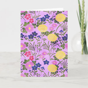 Pretty Purple Vintage Flower Pattern Card