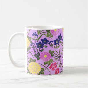 Pretty Purple Vintage Flower Pattern Coffee Mug