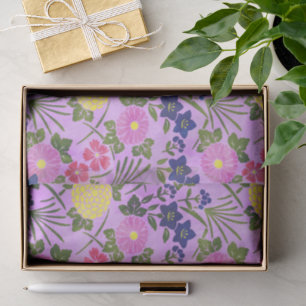 Pretty Purple Vintage Flower Pattern Tissue Paper