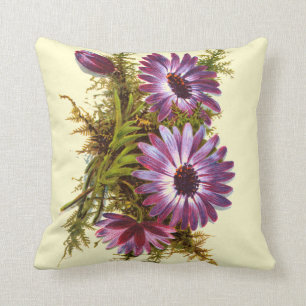 Pretty Purple Vintage Flowers Cushion