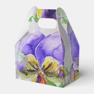 Pretty Purple Viola Floral Wedding Cake Favor Box