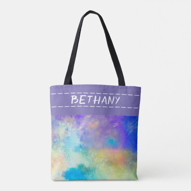 pretty purple watercolor artistic personalised  tote bag (Back)