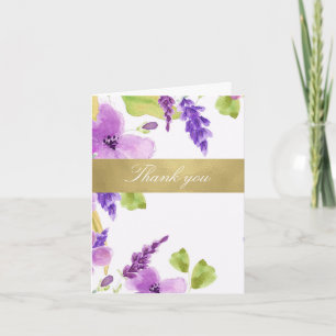 Pretty Purple Watercolor Floral Thank You