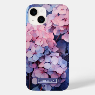 Pretty Purple Watercolor Hydrangea Name Template Case-Mate iPhone 14 Case
