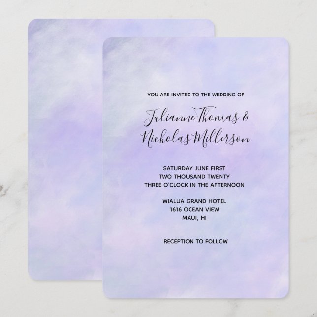 Pretty Purple Watercolor Invitation (Front/Back)