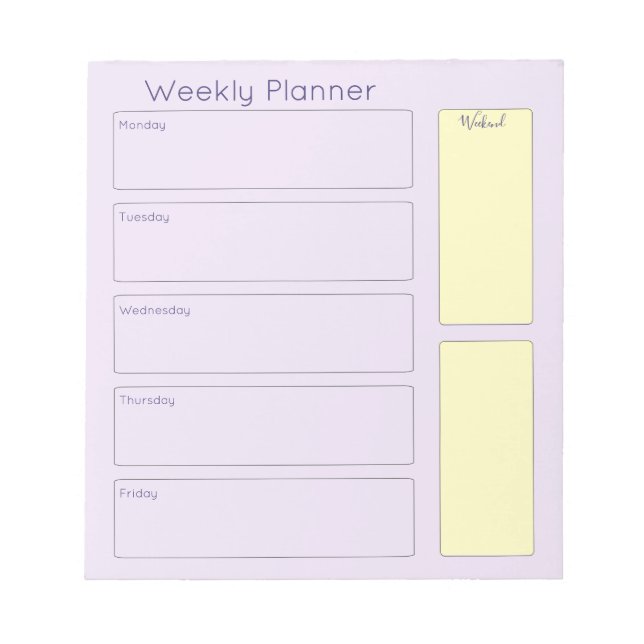 Pretty Purple Weekly Planner Notepad (Front)