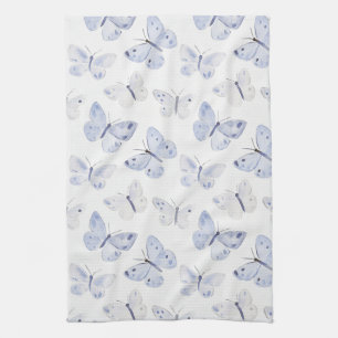 Pretty Purple White Butterflies   Tea Towel