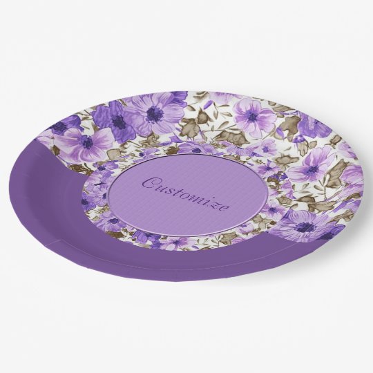 Pretty Purple & White Floral Paper Plates 4 Zazzle.co.uk