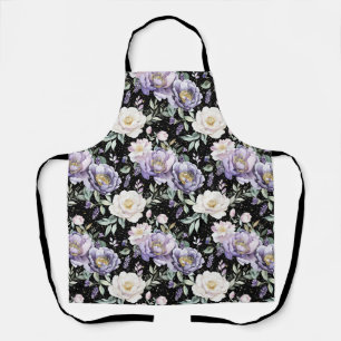 Pretty Purple White Flowers Apron