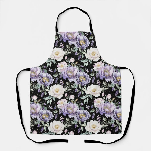 Pretty Purple White Flowers Apron (Front)