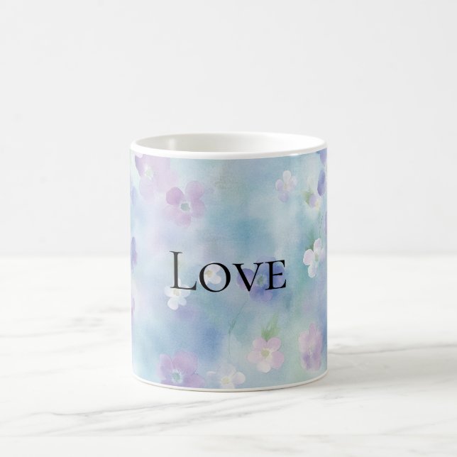 Pretty Purple White Flowers Love Coffee Mug (Center)