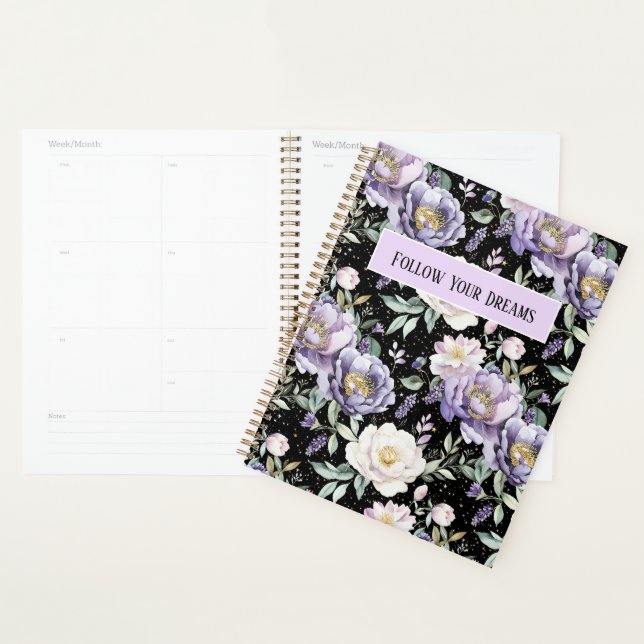Pretty Purple White Flowers Planner (Display)