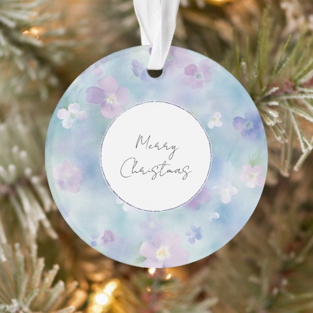 Pretty Purple White Lavender Floral Christmas Ornament (Tree)