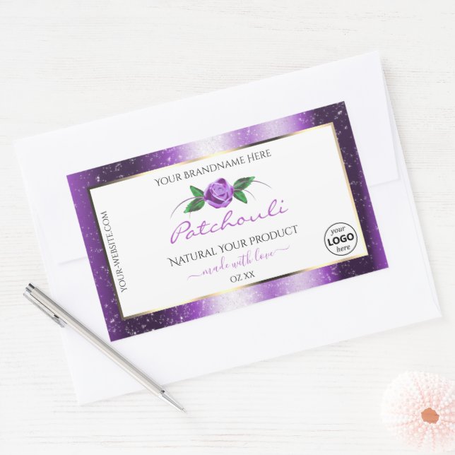 Pretty Purple White Product Label Rose Flower Logo (Envelope)