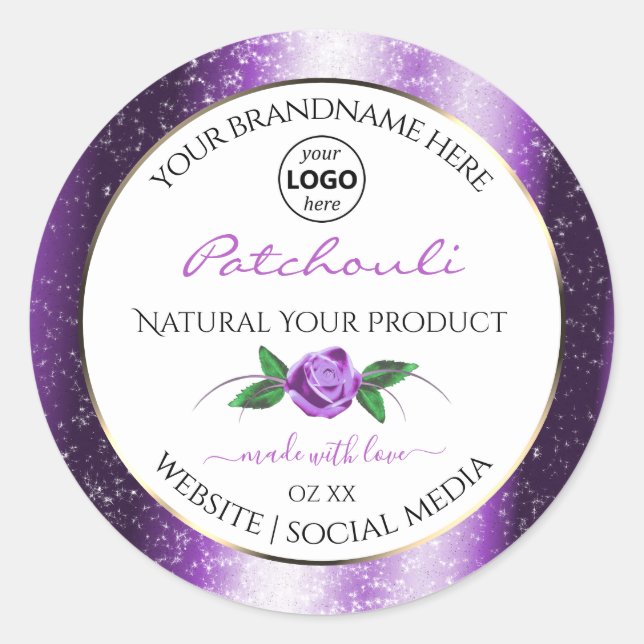 Pretty Purple White Product Label Rose Flower Logo (Front)