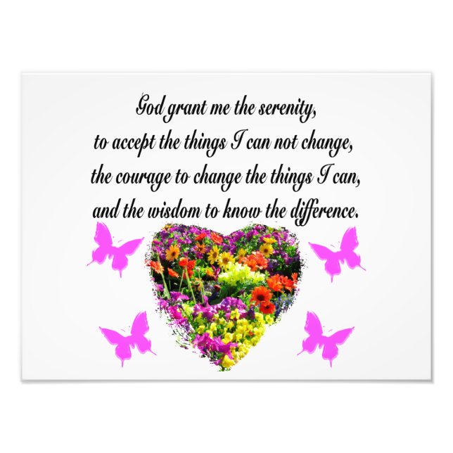 PRETTY PURPLE WILD FLOWER SERENITY PRAYER PHOTO (Front)