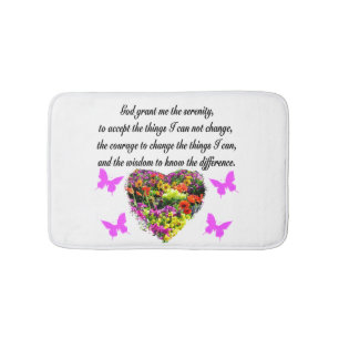PRETTY PURPLE WILD FLOWER SERENITY PRAYER PHOTO BATH MAT