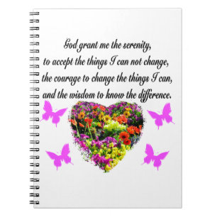 PRETTY PURPLE WILD FLOWER SERENITY PRAYER PHOTO NOTEBOOK