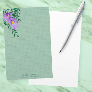 Pretty Purple Wildflower Photograph Corner Custom Stationery
