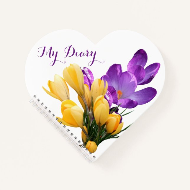 Pretty purple yellow crocus colourful floral girly notebook (Front)