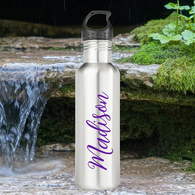 Pretty Purple Your Name Handwritten Script Custom 710 Ml Water Bottle (Creator Uploaded)