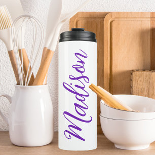 Pretty Purple Your Name Handwritten Script Custom Thermal Tumbler