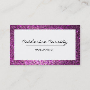 Pretty PurpleGlitter Sparkle Border, Makeup Artist Business Card