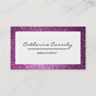 Pretty PurpleGlitter Sparkle Border, Makeup Artist Business Card