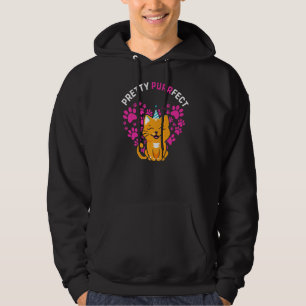 Pretty Purrfect Valentines Heart  Funny Cat Hoodie