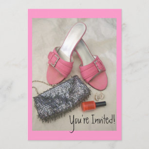 Pretty Purse Pink Heels Invitations Birthday/Any