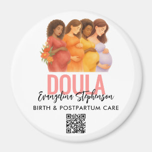 Pretty QR Code Professional Birth Postpartum Doula Magnet