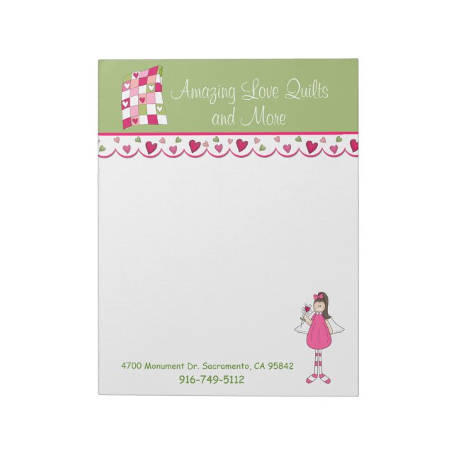 Pretty Quilting Business Large Note Pad (Rotated)