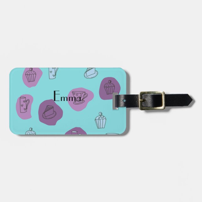 Pretty Quirky Tea Luggage Tag (Front Horizontal)