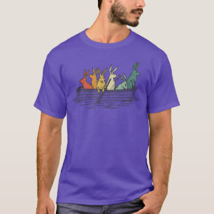 Pretty Rabbits In Retro Colours In A Boat Bunny R T-Shirt