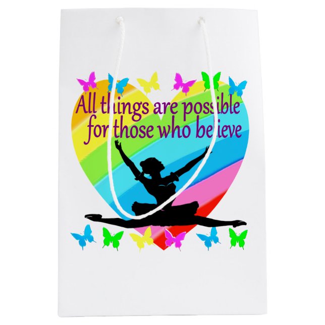 PRETTY RAINBOW ALL THINGS ARE POSSIBLE BALLERINA MEDIUM GIFT BAG (Front)