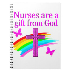 PRETTY RAINBOW AND CROSS NURSING DESIGN NOTEBOOK