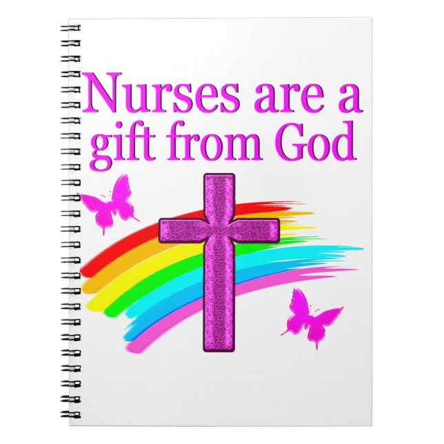 PRETTY RAINBOW AND CROSS NURSING DESIGN NOTEBOOK (Front)