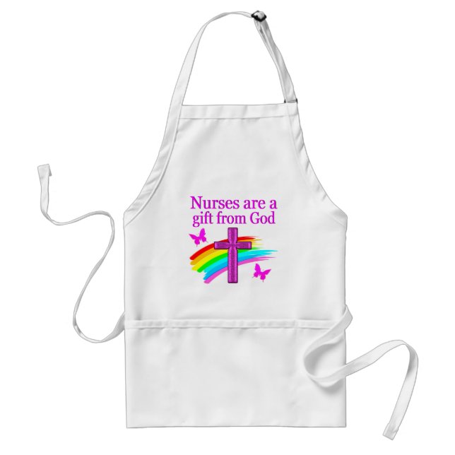 PRETTY RAINBOW AND CROSS NURSING DESIGN STANDARD APRON (Front)