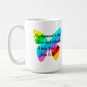 PRETTY RAINBOW BUTTERFLY COFFEE MUG
