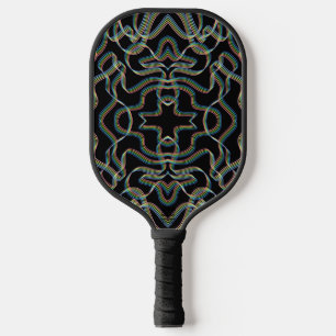 Pretty Rainbow Colored Ribbon Roll Pattern Art Pickleball Paddle