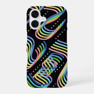Pretty Rainbow Colored Ribbon Rows Pattern Art iPhone 16 Case
