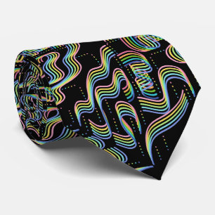 Pretty Rainbow Colored Ribbon Rows Pattern Art Tie
