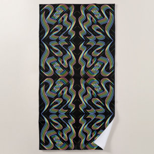 Pretty Rainbow Coloured Ribbon Rows Pattern Art Beach Towel