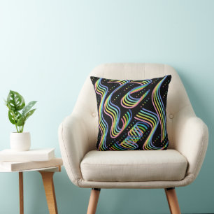 Pretty Rainbow Coloured Ribbon Rows Pattern Art Cushion