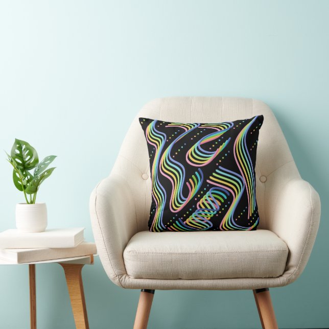 Pretty Rainbow Coloured Ribbon Rows Pattern Art Cushion (Chair)